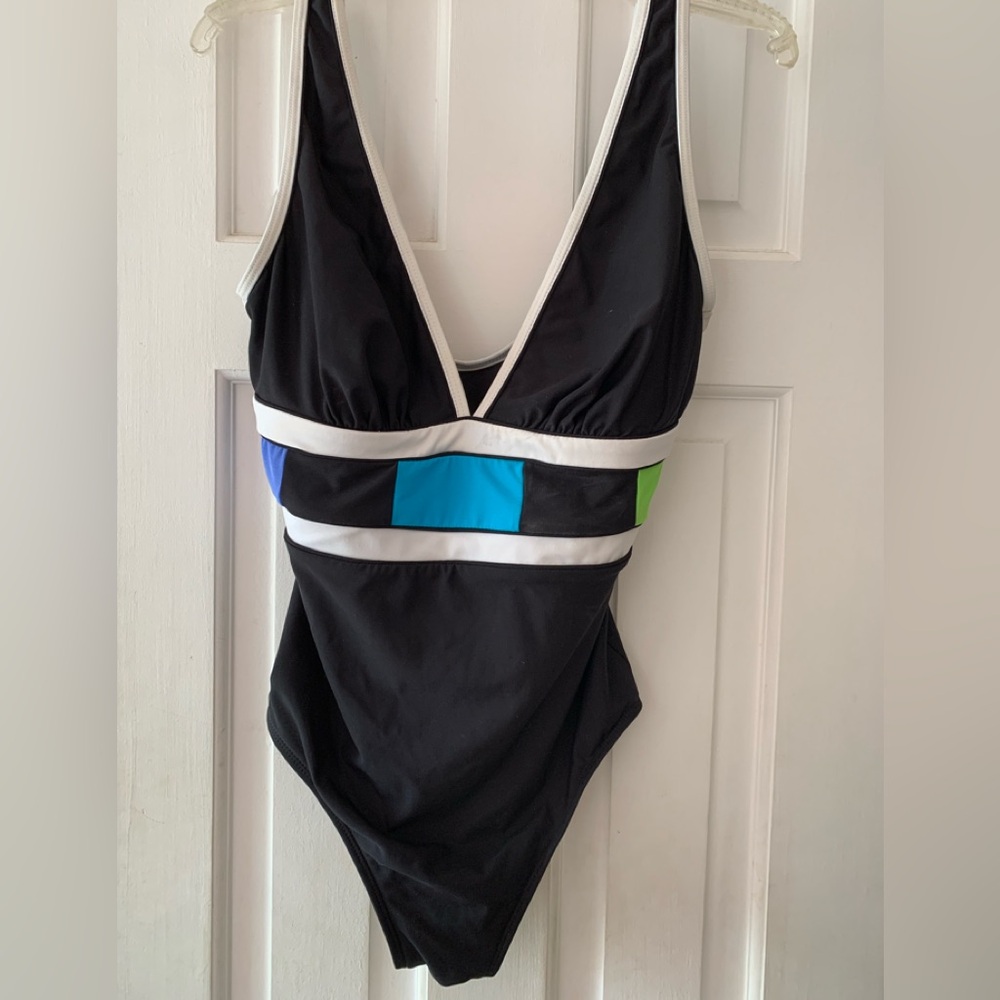 Longitude Black One Piece with Blue and Green Panels